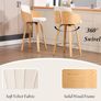 Bar Stools Set of 2, Velvet Swivel with Double Back Padding Curved Wooden Legs Image 5