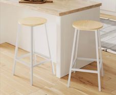 2 Modern Bar Stool - Wooden Seat & Metal Legs- PICK UP ONLY