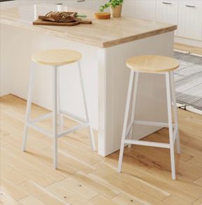 2 Modern Bar Stool - Wooden Seat & Metal Legs- PICK UP ONLY