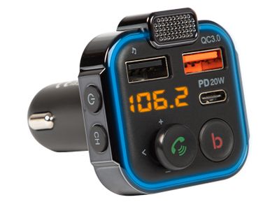 New LCD FM Car Transmitter Bluetooth 5.0 USB Q3.0 PD3.0 Charger Microphone #1098