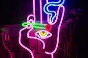 Hand Eye Neon Sign Pink Hand Neon Light for Wall Decor Led Evil Eye Neon Sign USB Man Cave Neon Light Sign for Bedroom Game Room Kids Room Decor Home Bar