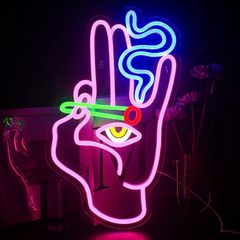 Hand Eye Neon Sign Pink Hand Neon Light for Wall Decor Led Evil Eye Neon Sign USB Man Cave Neon Light Sign for Bedroom Game Room Kids Room Decor Home Bar