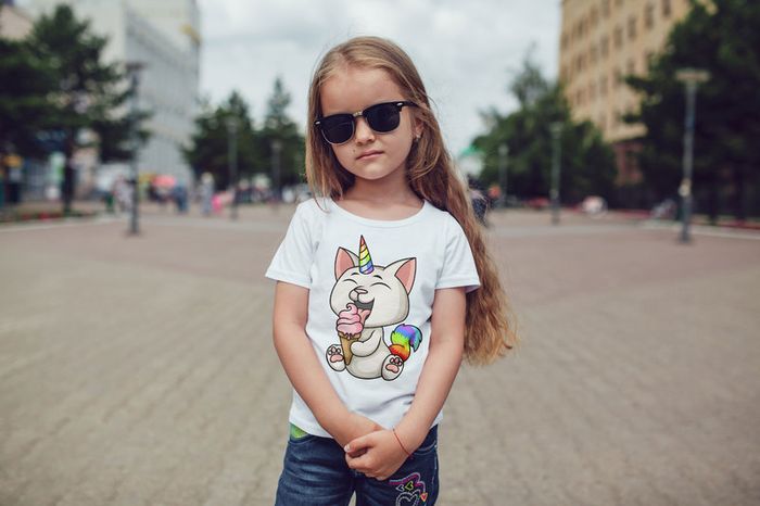 Cute Funny Animals Unicorns Printed Girls T-shirt Tee Top Shirt Birthday Girl Tees Tops Shirts