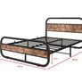 King Size Bed Metal Platform Bed Frame with Wood Headboard Image 9