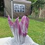 Handmade Cement Planter - Abstract Pink and Silver Concrete Flower Pot - Unique Drape Vase Image 2