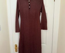 M&S Jersey Cosy Midi Column Dress in Claret - size UK 12