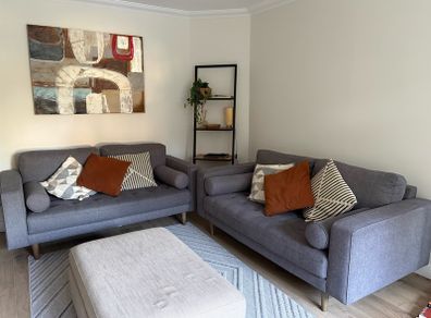 COOPER Grey Fabric 2 Seater Sofa x 2