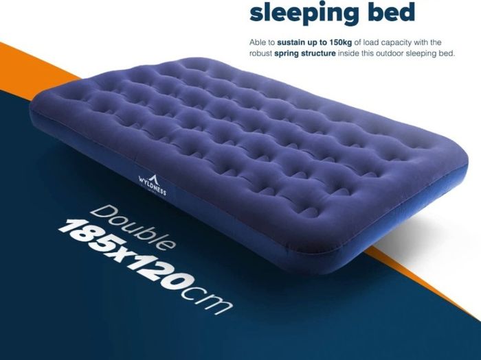 Camping Inflatable Airbed - Quick Inflating Outdoor Air Mattress with Spring Support & Durable Material I Versatile, Easy Store Blow Up Bed Perfect for Hiking & Festivals Double With Free Air Pump (FREE POSTAGE)
