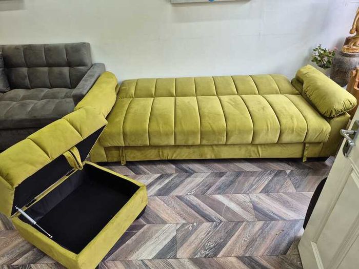 Yadhi 3-4 Seater Sofa Bed + Matching Pouffe  Lime