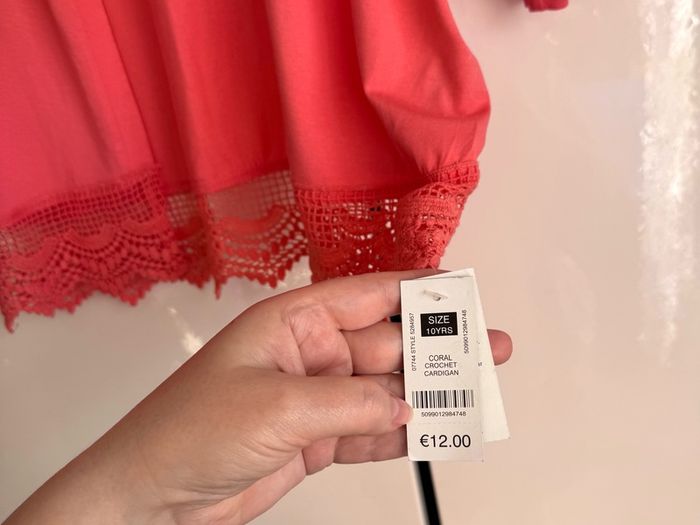 Dunnes Girls Coral Crochet Hem Cardigan - Age 10 Years - BNWT
