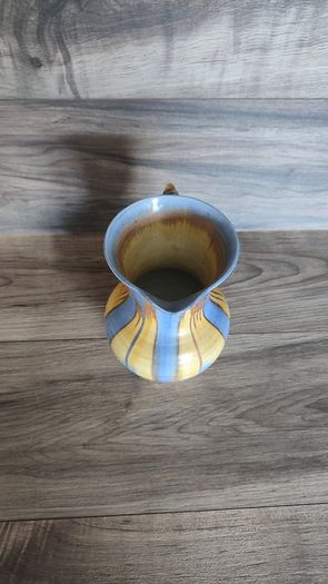Vintage Large Water Jug Shelley 1930s Yellow Striped Blue