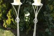 2 tall candle stands &amp; candles