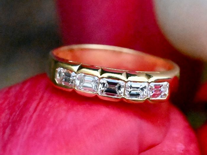 Vintage Italian Emerald Cut Diamond Ring - Unique Eternity Ring