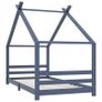 Kids Bed Frame Grey Solid Pine Wood 90x200 cm Image 2