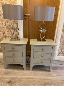 2grey bedside lockers & matching lamps