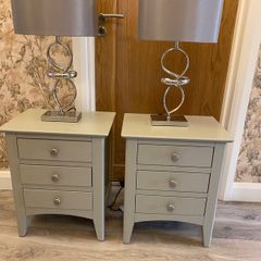 2grey bedside lockers & matching lamps