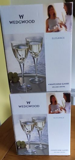 4 Wedgwood Crystal White wine Glasses