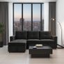 Amazing Black Velvet corner sofa bed with storage Image 3