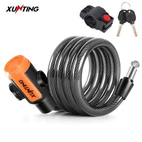 Bike Lock Coiled Secure Keys Bike Cable Lock with Mounting Bracket Waterproof Anti Theft Scooter Bicycle Lock