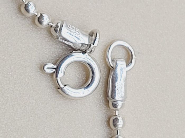 Sterling Silver Necklace with Glass/Silver Pendant