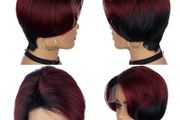 Porsmeer women's black and red short bob wig