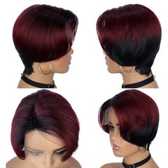 Porsmeer women's black and red short bob wig