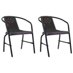 Garden Chairs 2 pcs Plastic Rattan and Steel 110 kg
