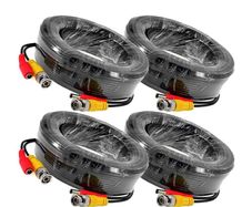4 Pack 10M / 32 feet BNC Video Power Cable 2-in-1 Pre-made Black Security Camera CCTV Cable for HD Surveillance Camera and DVR System Installation
