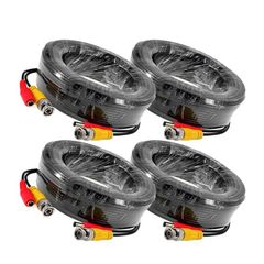 4 Pack 10M / 32 feet BNC Video Power Cable 2-in-1 Pre-made Black Security Camera CCTV Cable for HD Surveillance Camera and DVR System Installation