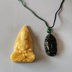 2 Jade Buddha pendants