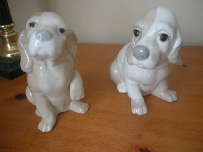 Two Beautiful Miquel Requena Porcelain Dogs