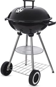 18 Inch Freestanding Kettle BBQ with Enamelled Fire Bowl, Chrome Plated Cooking Grid and Charcoal Grate for Lawn, Patio Garden Barbecue (FREE POSTAGE)