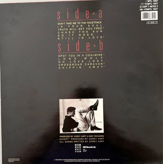 Corey Hart - Young Man Running. 1988 UK 1st pressing of fourth album by Canadian artist. Record and cover in mint condition. Cheaper than a pint.