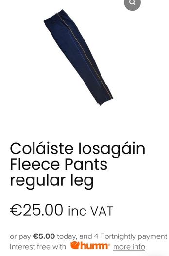 School Uniform - BNWT - Age 14 / 15 Years - Size M - A Colaiste Iosagain Fleece PE Pants - Portarlington - Colgans Price 25 - E