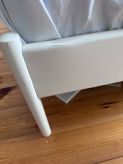 King bed with rattan and steel frame and mattress - IKEA