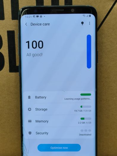 Samsung Galaxy S9+ Plus Blue 128GB 6GB RAM Unlocked (Screen Has a Crack)