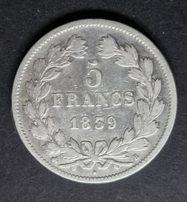 France  1839 B  5 Francs - Louis-Philippe I Silver coin