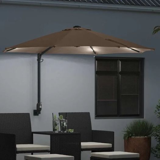 Garden Parasol Taupe 248 x 248 x 148 cm Polyester and Steel