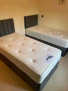 Brand New Stylish Single Divan Beds.. Multiple Options Of Headboards. Tufted Memory Foam Mattresses Available. Drawers Storage Available