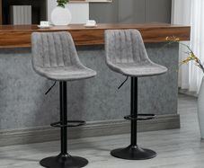 Adjustable Bar Stools Set of 2 Counter Height Barstools Dining Chairs 360 Swivel