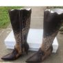 Vicki Beth Brown Animal Print Heeled Boots Pointed Toe Mid Heel UK 4 EU 37 Image 2