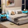 Bedside Table with Charging Station, Small Sofa Side Table with LED Light Image 8