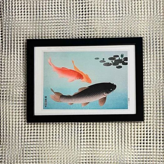 Laminate Glossy 280gsm Canvas Poster A4 Size Featuring Common and Golden Carp (1935) by Ohara Coson