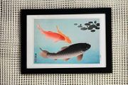 Laminate Glossy 280gsm Canvas Poster A4 Size Featuring Common and Golden Carp (1935) by Ohara Coson