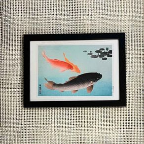 Laminate Glossy 280gsm Canvas Poster A4 Size Featuring Common and Golden Carp (1935) by Ohara Coson