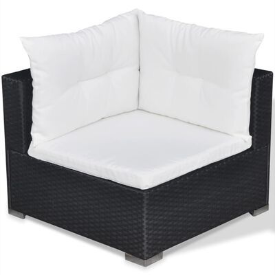 5 Piece Garden Lounge Set with Cushions Poly Rattan Black (FREE SHIPPING)