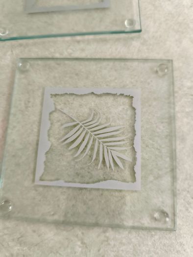Set of 4 Glass Coasters .