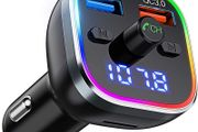 Bluetooth FM Transmitter for Car, Bluetooth 5.0 Car Radio Audio Adapter with QC3.0 Quick Charge &amp; 6 RGB Colorful Light, MP3 Player Car Charger Support Hands-free Calling, USB Drive, TF Card, Black (FREE POSTAGE)