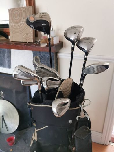 golf clubs and bag