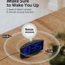 Digital Alarm Clock for Bedrooms with Modern Curved Design, Conspicuous Blue LED Numbers, 6 Levels Brightness, 2 Volume, 3 Alarm Tones, Snooze, Power-Off Memory, 12/24H, Bedside Clock Image 5